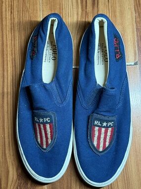 Polo Ralph Lauren Thompson slip-on sneakers /navy blue,embroidered RL*PC